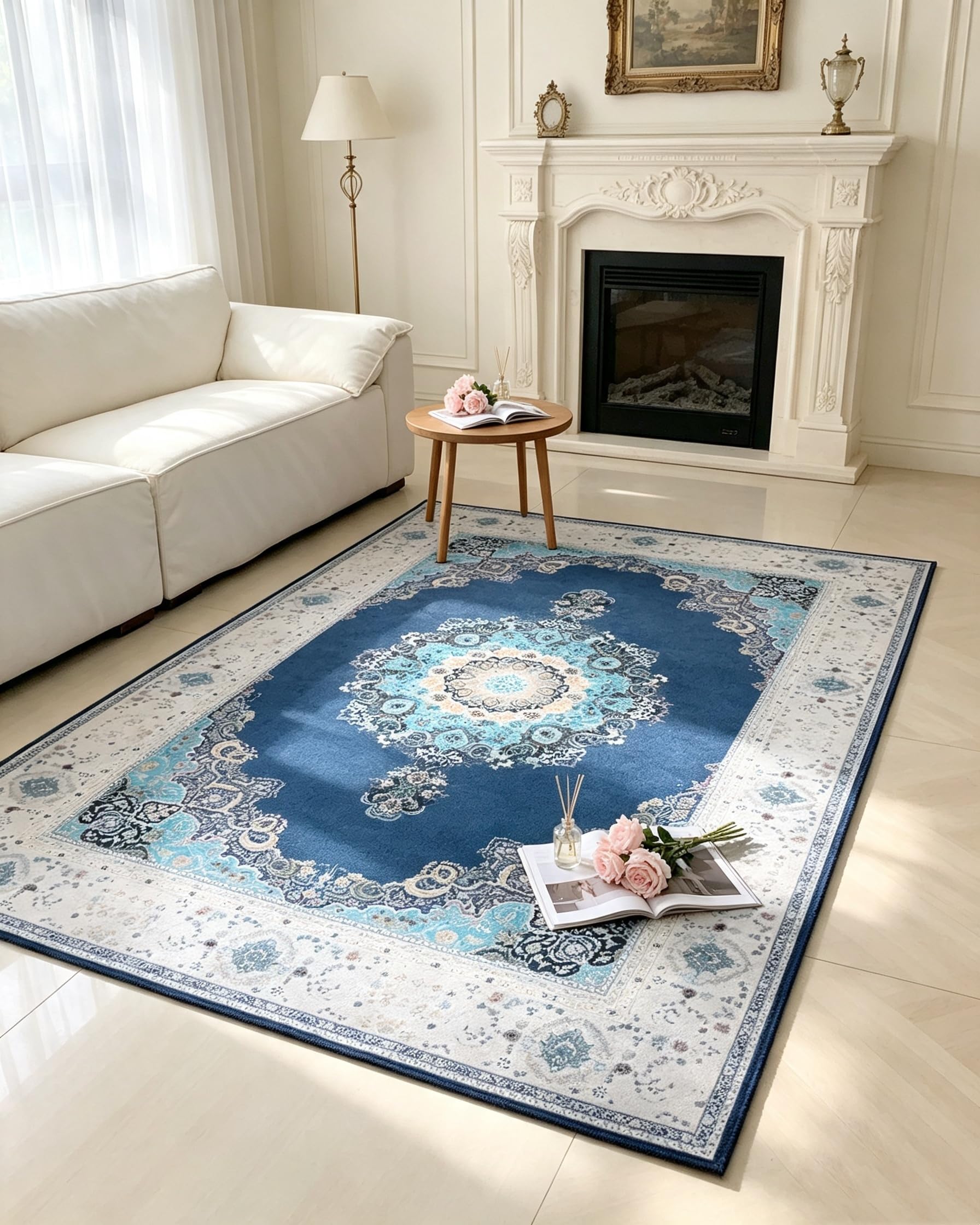 「ペルシャ風ラグ カーペット130×190cm」絨毯 インテリア Amazon | ペルシャ風 ラグ カーペット 130×190cm 約1.5畳 洗える